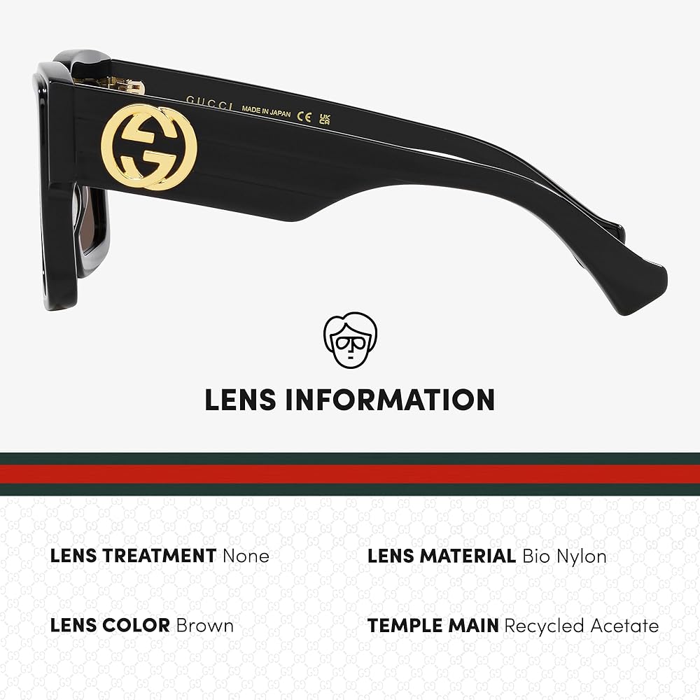 Gucci GG1307S GG Interlocking Logo Square-Shaped Non-Polarized