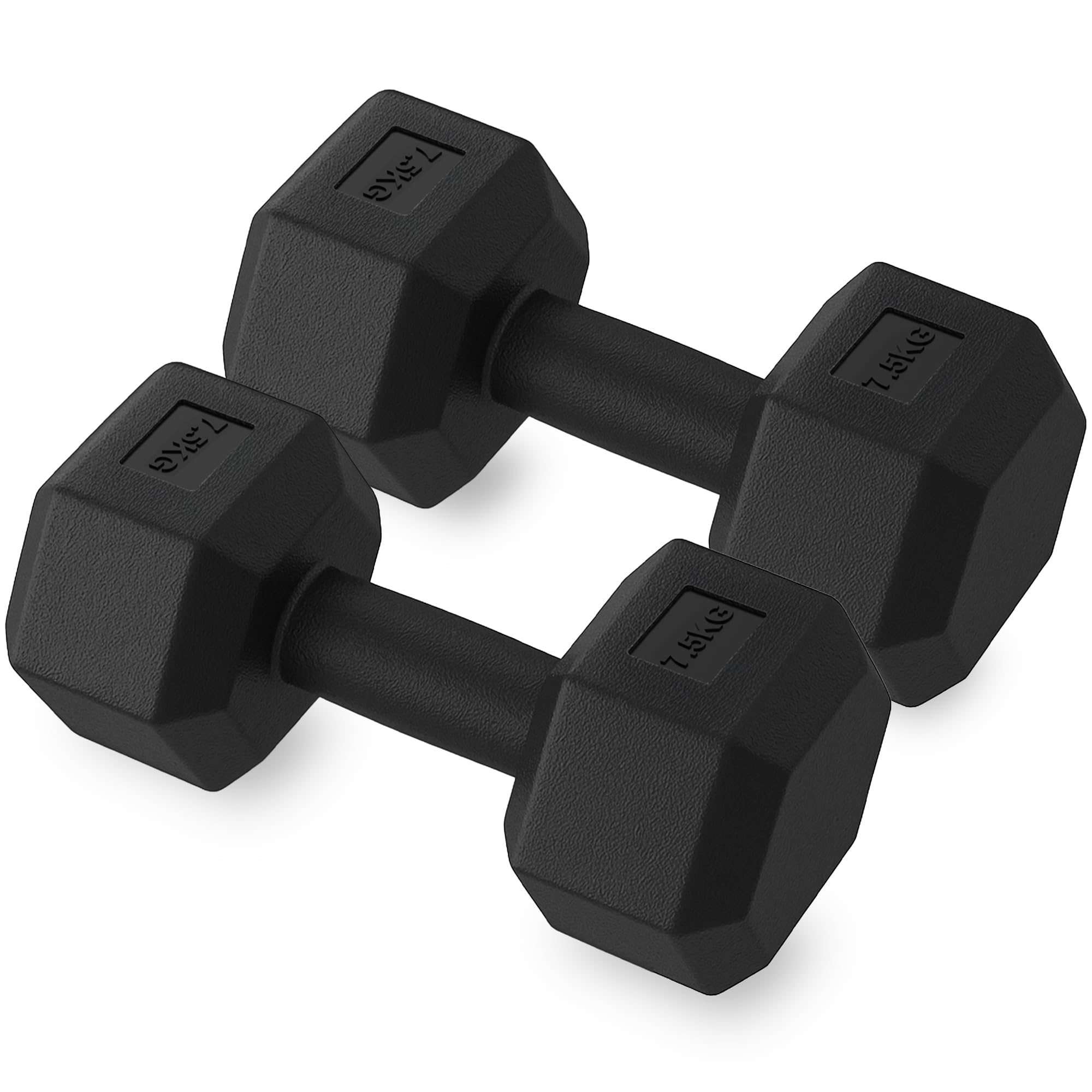 ZENO Dumbbells Pair 15KG | Weights Dumbbells Set | Plastic Dumbbell Pair | Hex Dumbbell For Strength Training, Home Training & Gym | Weights Set | Anti Slip & Anti Roll | 2 X 7.5KG