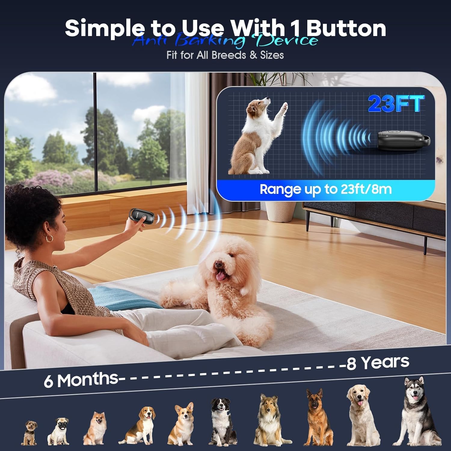 Anti Barking Device, Handheld Ultrasonic Bark Stopper, Powerful Dog Barking Deterrent Devices Stop DogBarking Device with LED, Ultrasonic Dog Bark Devices Indoor Outdoor for Small Medium Large Dogs - Image 4