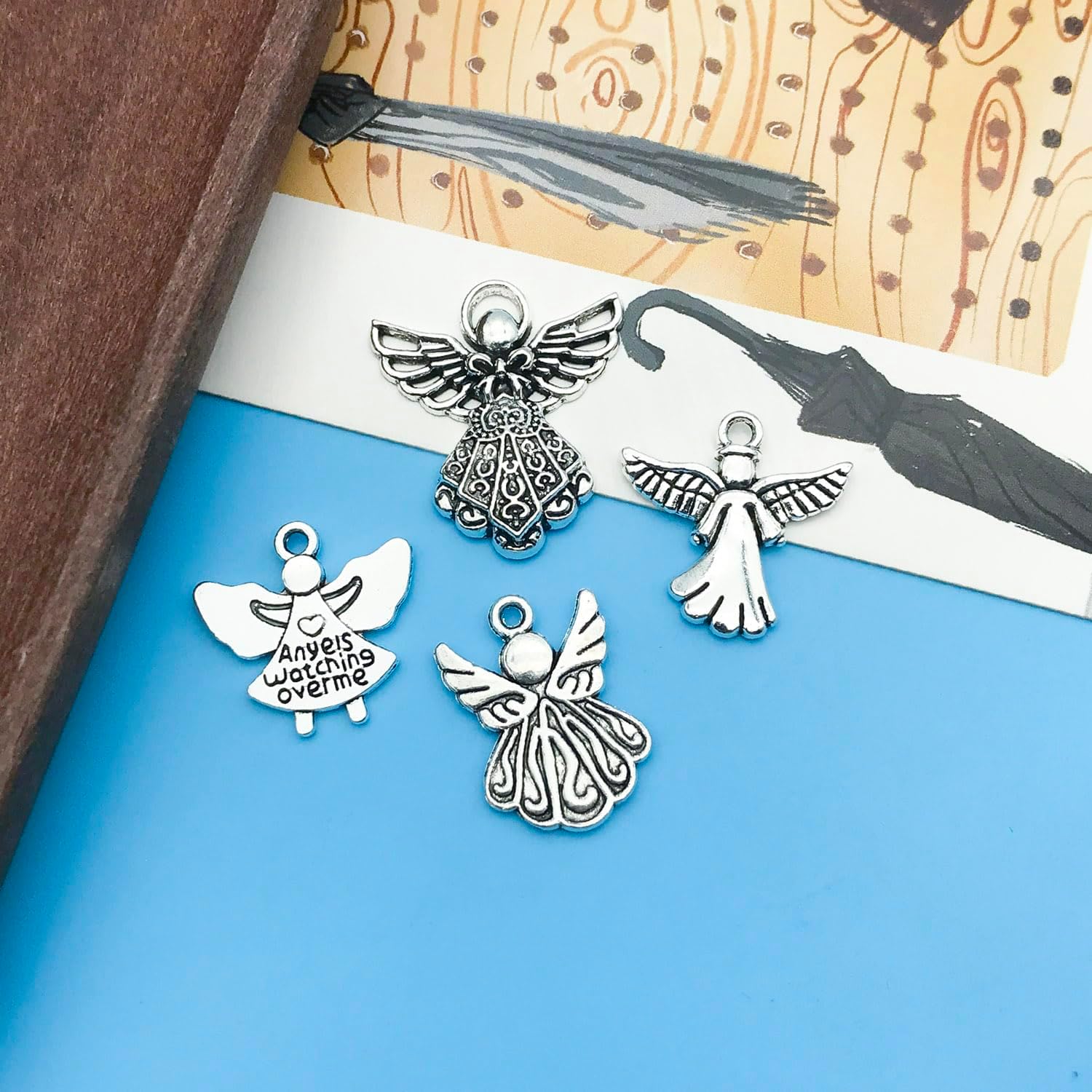 Youdiyla 64pcs Alloy Ancient Silver Angel Set Series Pendant Jewelry Making DIY Keychain Earrings Pendant Various Design Charms for Jewelry Making Bracelets Necklace (SN259) - Image 2