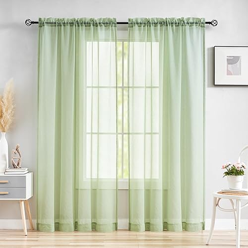 Miniatura 55 de MYSTIC-HOME Cortinas traslúcidas de 84 pulgadas de largo, 2 paneles de cortinas traslúcidas blancas para dormitorio y sala de estar, cortinas para