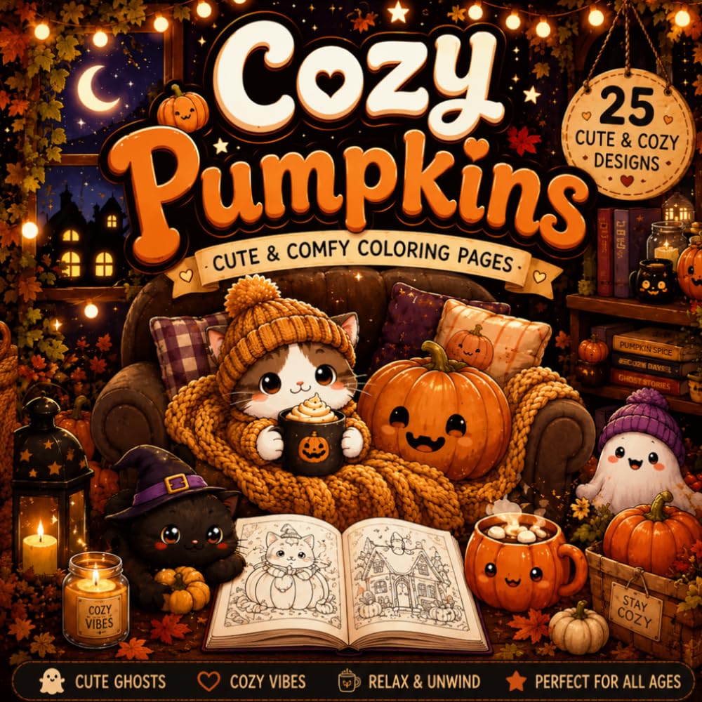Cozy Pumpkins Coloring Book: Cute & Comfy Autumn Coloring Pages for Relaxation and Stress Relief
