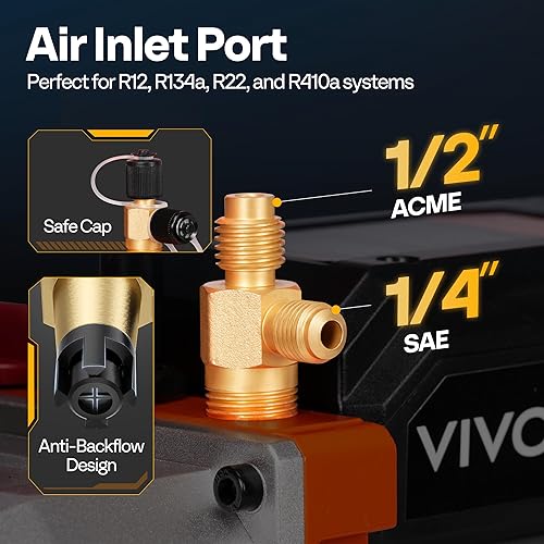 Miniatura 3 de VIVOHOME Serie VG - Juego de bomba de vacío de CA y medidor, bomba de vacío HVAC de 2 etapas y medidor de colector de 4 vías, 110-120 V CA 34 HP,