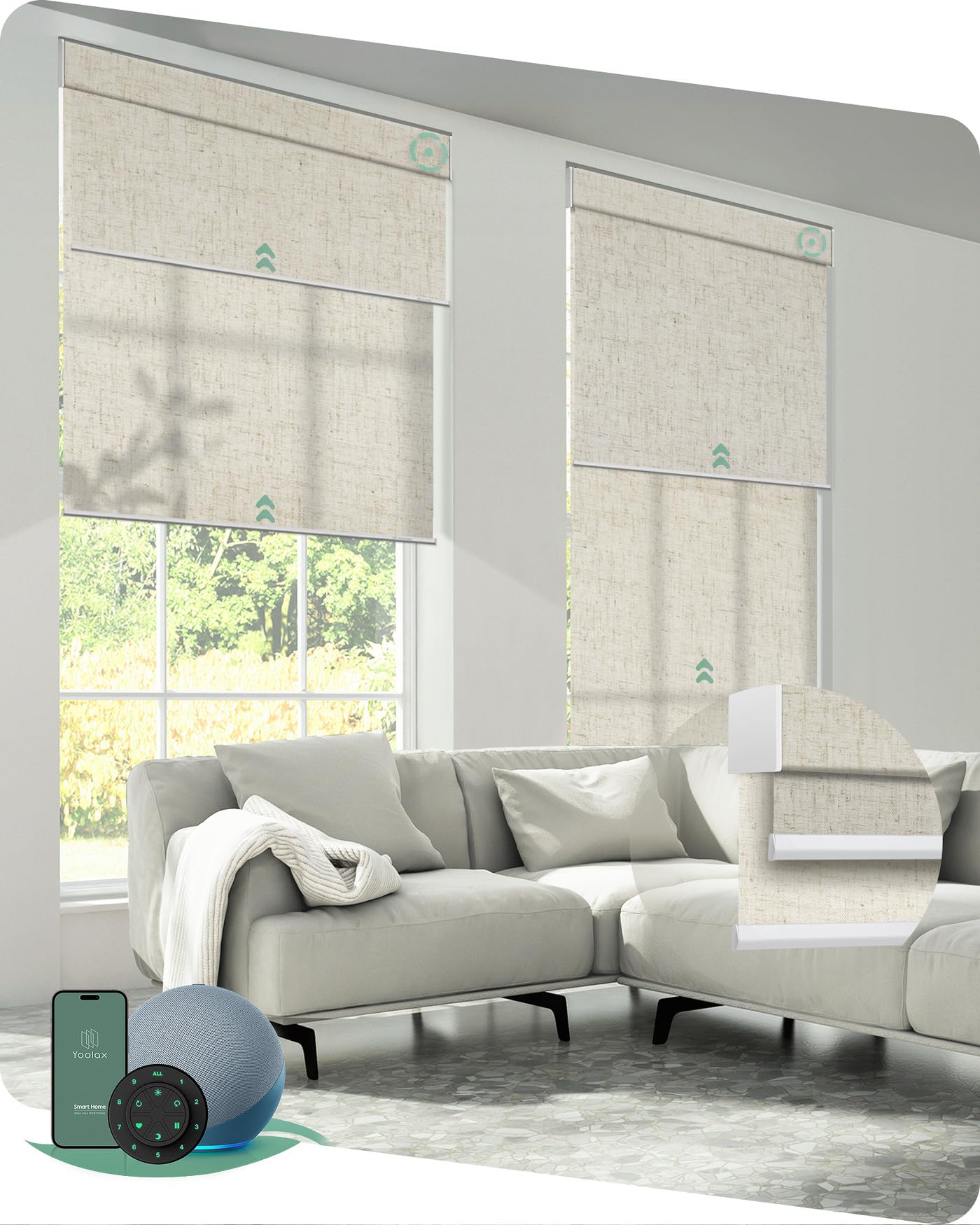Amazon｜Yoolax 電動 ロールスクリーン ダブルロールカーテン 1台で2