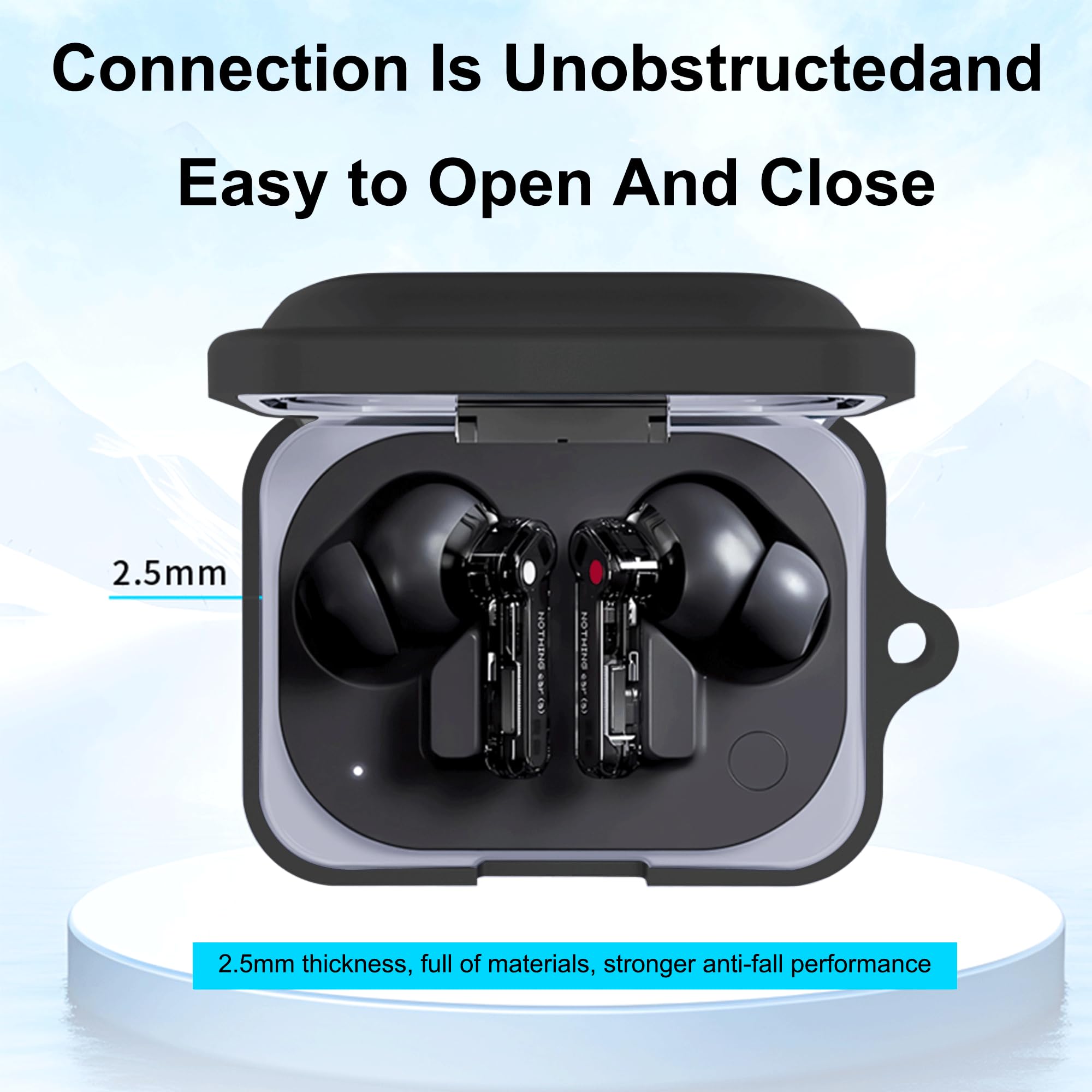 Lemxiee Flexible silicone case for Nothing Ear (a) case,Protective cover for Nothing Ear (a) (2024) -Black - Image 2