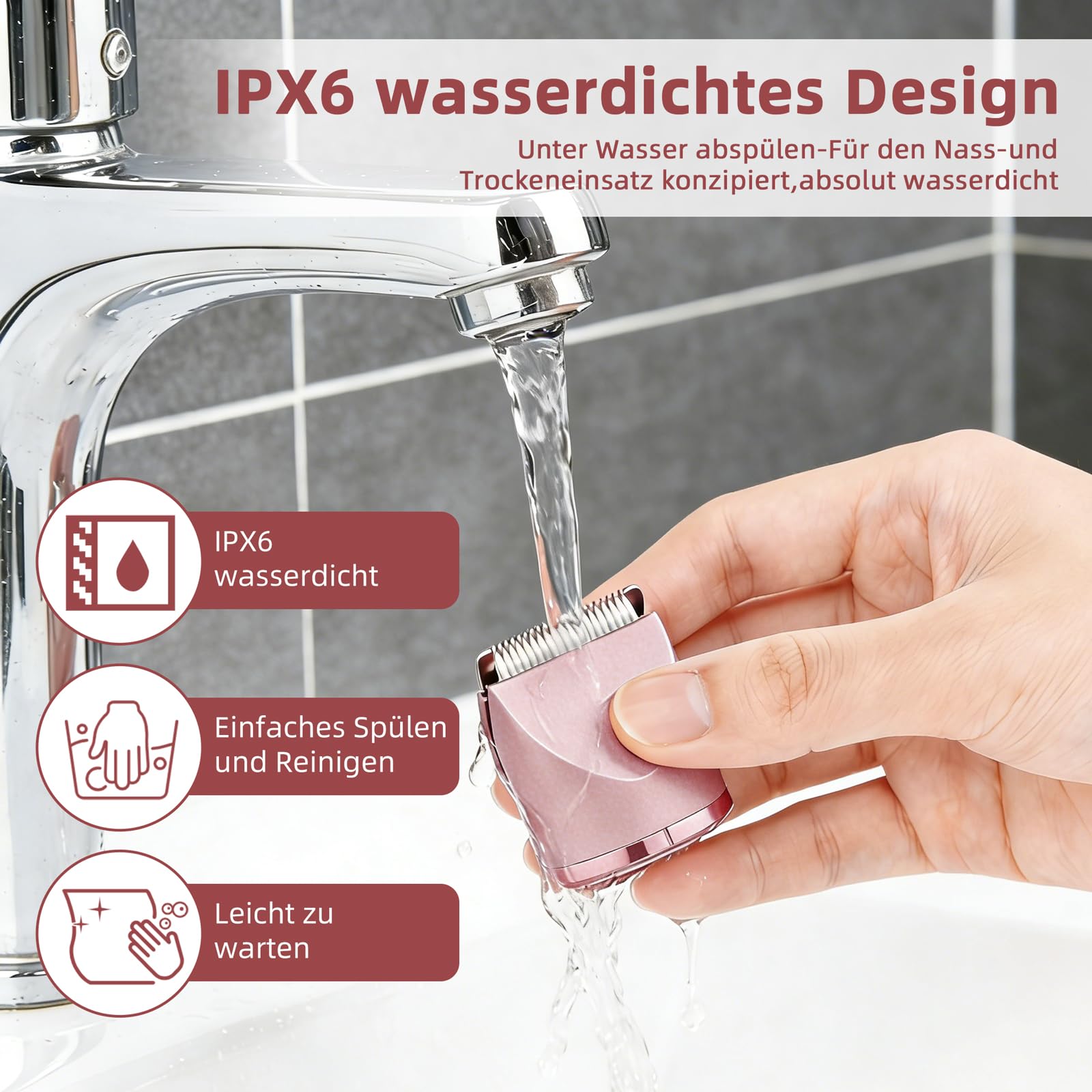 Rasierer Damen 3-in-1 Damenrasierer Elektrisch für Körper Scham und Nasenhaartrimmer für Frauen Nass- und Trockengebrauch Wiederaufladbarer Trimmer DEKS01