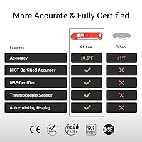 Vista 3 de Termómetro profesional de carne digital, precisión certificada NIST de ± 0.5 ℉, termómetro de lectura instantánea para cocinar a la parrilla