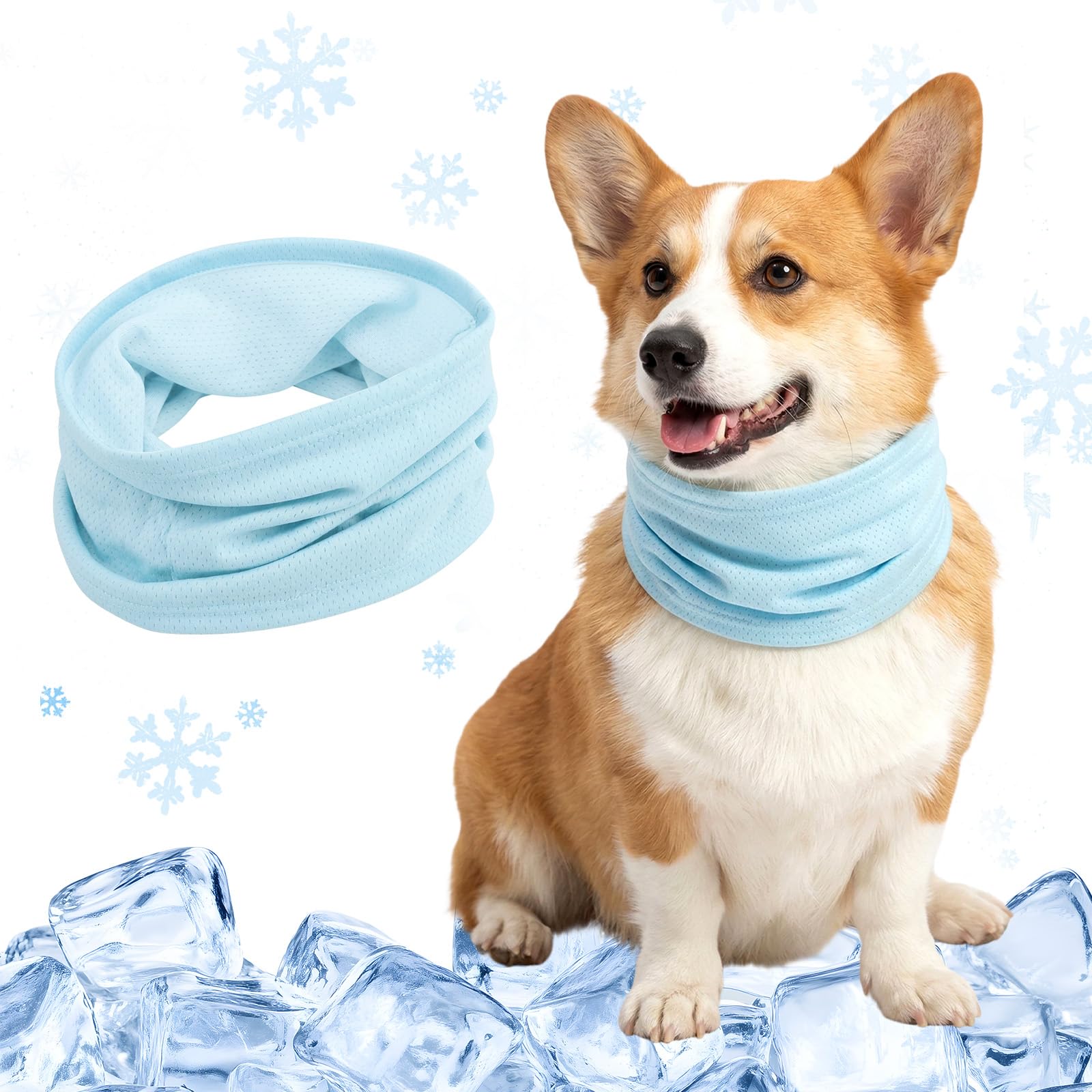 Dog Cooling Bandana, Instant Chill Pet Cooling Scarf for Summer, Breathable Dog Cooling Collar, Ice Prevent Sunstroke, Outdoor Heat Relief for Small Medium Dogs (L)