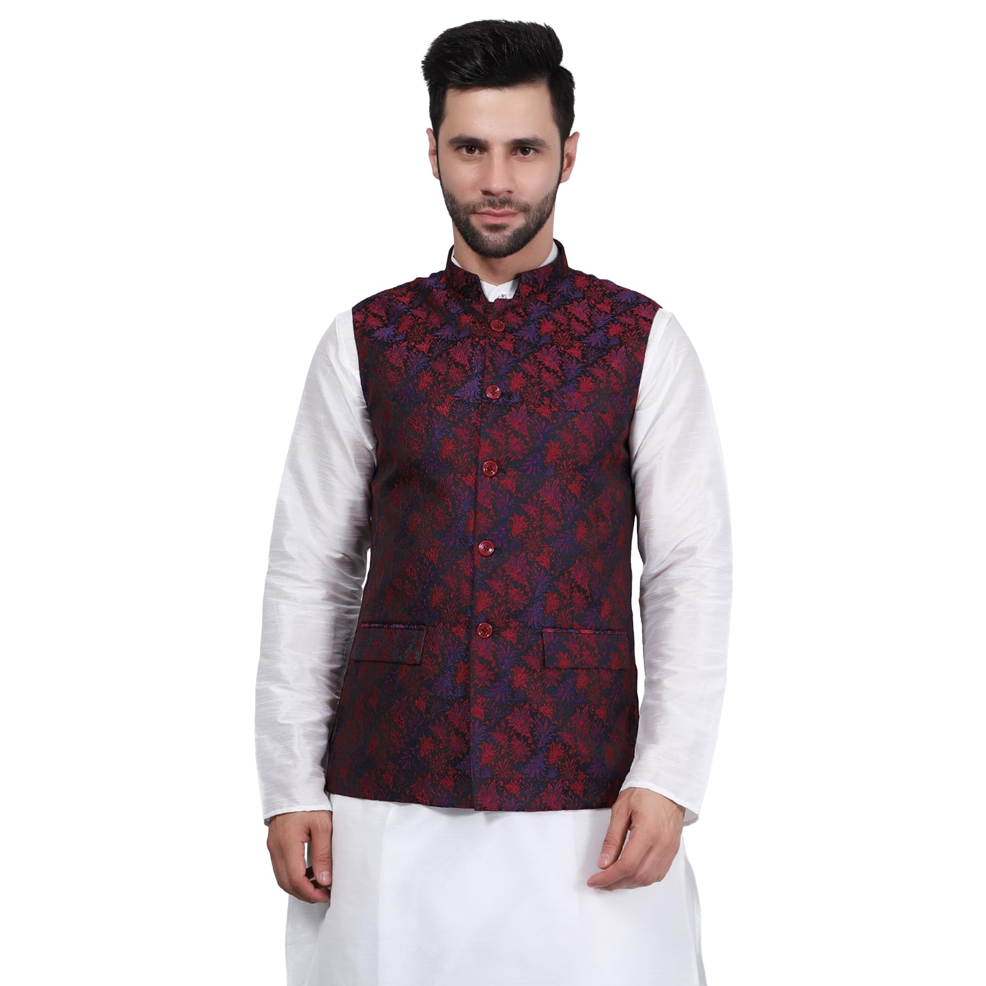 wintage Poly viscose ethnic red modi nehru jacket-picture-33