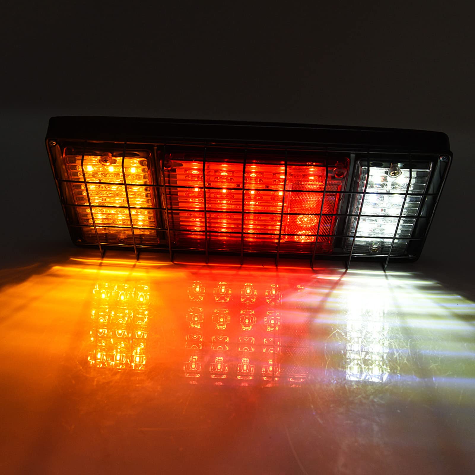 2 Stück LED LKW-Anhänger-Rückleuchten-Bar Kit 40 LED Wasserdicht Blinker Bremslicht Laufen Rückfahrlicht mit Eisen-Netz-Schutz 5 Drähte 10-30 V für LKW, Boot, Anhänger