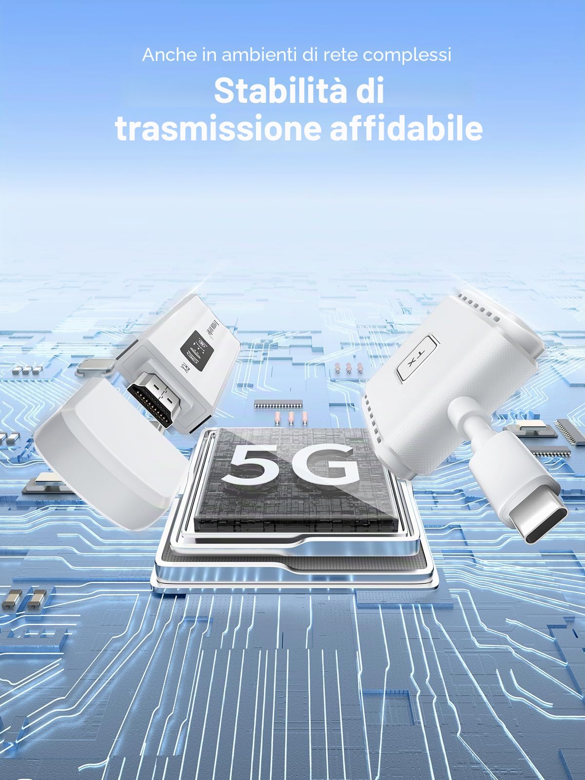 Trasmettitore e Ricevitore HDMI Wireless USB-C Lemorele con Doppia Banda 5G per Streaming da MacBook, iPhone 15, Laptop e Fotocamera a Monitor/Proiettore/TV Trasmissione Senza Fili HDMI via USB-C