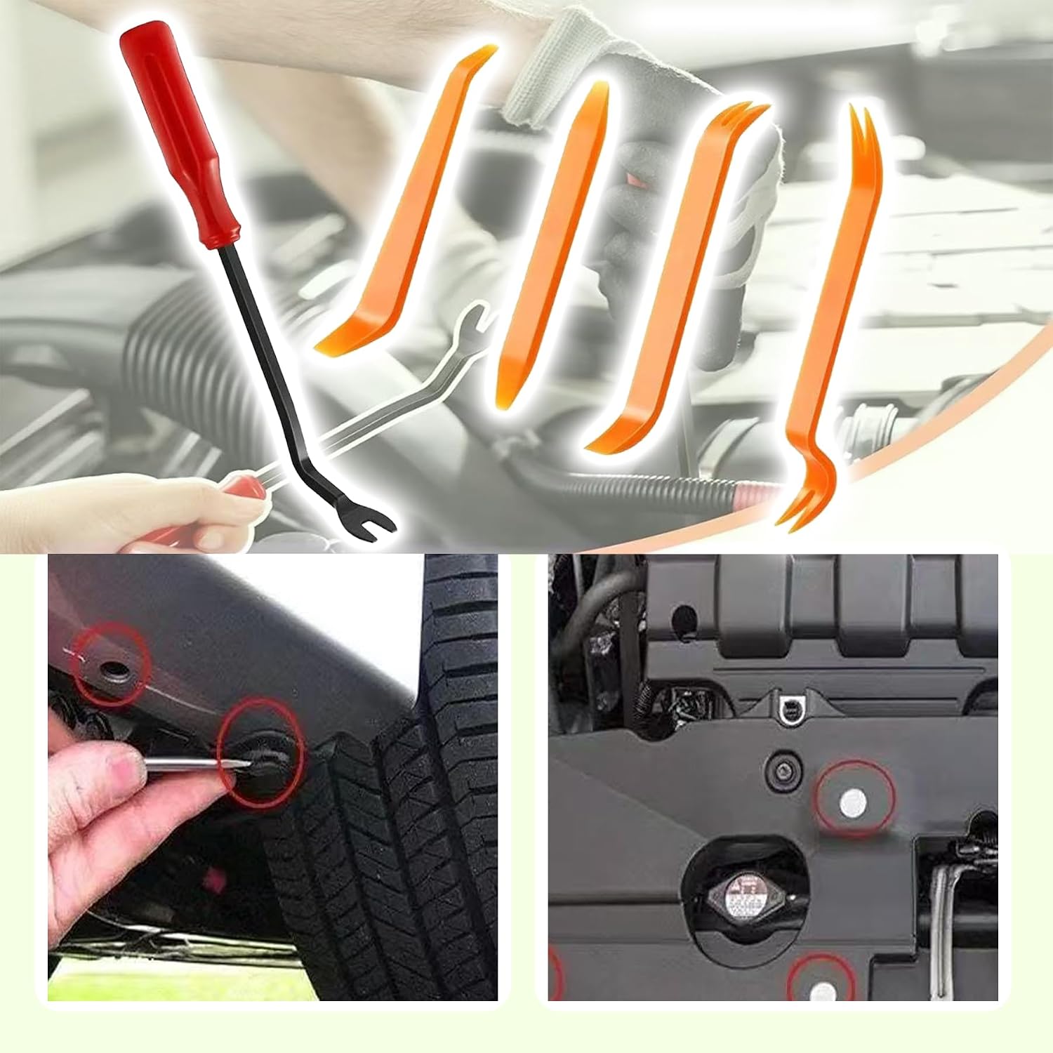 100 Pcs Car Bumper Push Retainer Clips 6 Type Nylon Fasteners Rivet Replacement Kit with 5 Fastener Removers Included 55 Pcs Nylon Universal Cable Tie Buckle