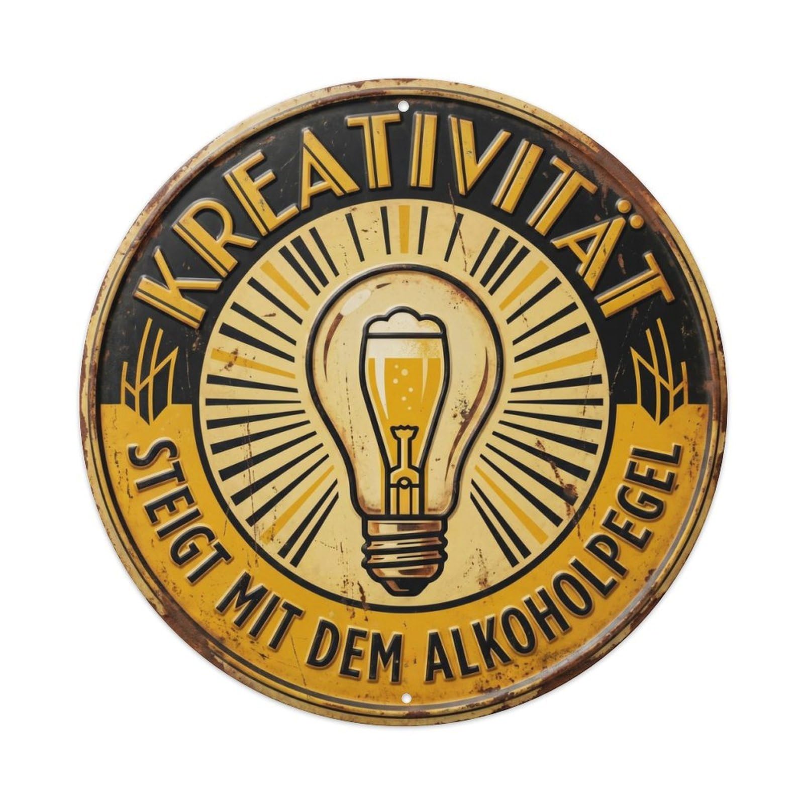 Vintage Bar Style Kreativität Humorous Mancave Creativity Metal Tin Sign Plaque Wall Decor for Cafe, Club, Garden Round Metal Poster 8x8Inch