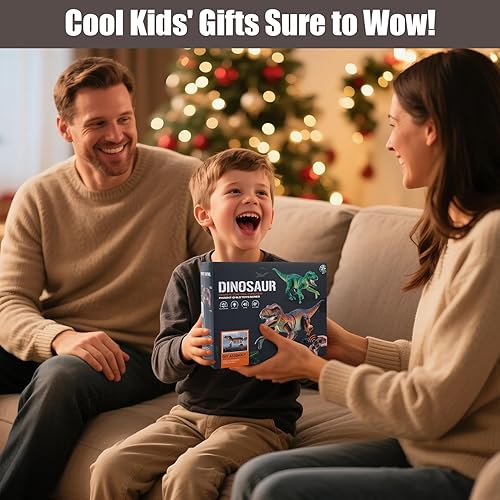 Miniatura 6 de Juguete realista de dinosaurio a control remoto, fácil de montar, lindos dinosaurios pequeños a control remoto con sonidos rugientes y luces, una