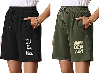 hotfits Women's Blue & Green Casual Summer Shorts Athletic Gym Shorts Relaxed Fit Running Jogger Shorts with Pockets Pack of 2-picture-22