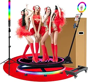 360 Photo Booth Machine with Battery Pack&APP for Parties,100cm Slow Motion Camera Booth for 5 People with Deluxe Suit&Custom Magnetic Logo, Controlled by APP&Remote,40"-Dollies