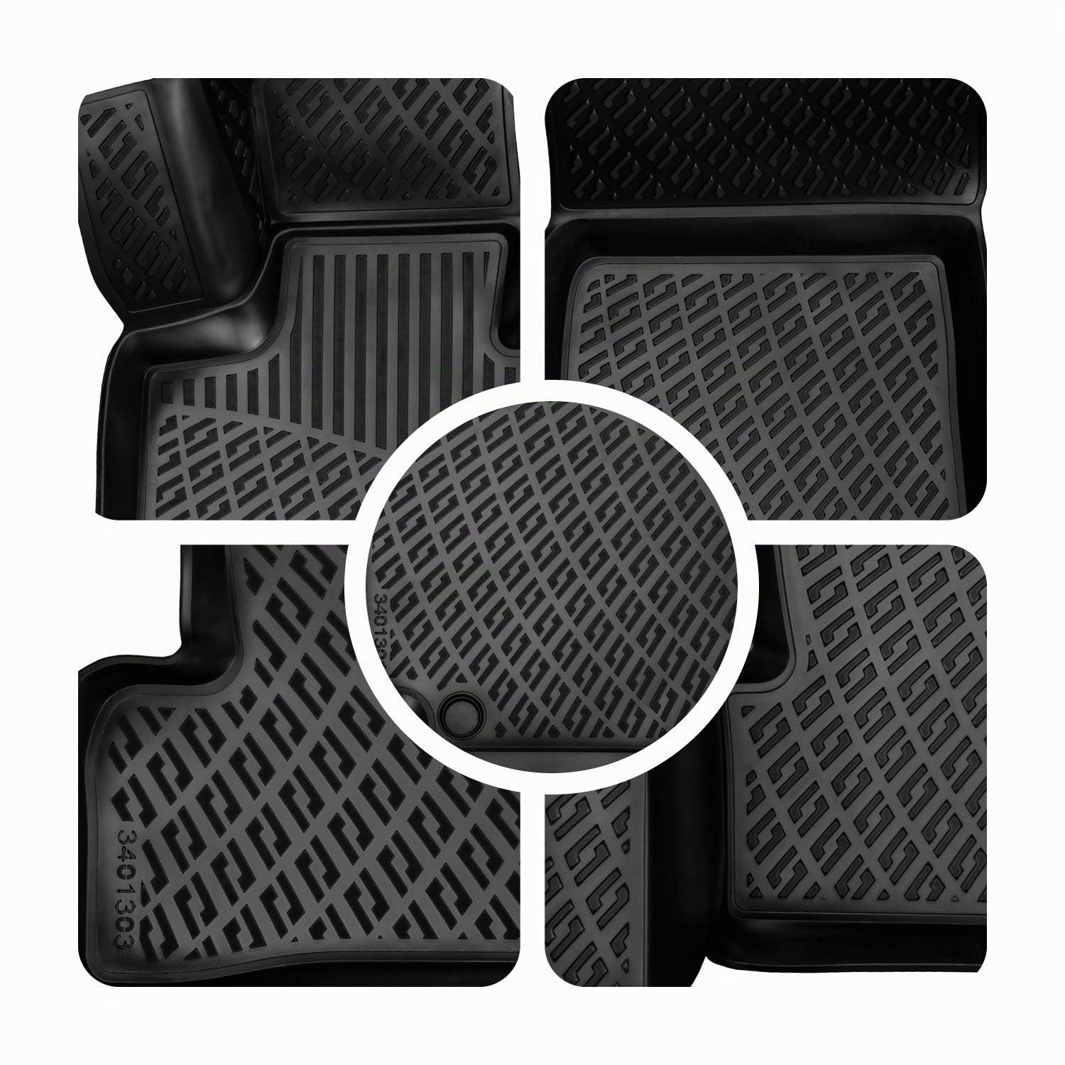 Rizline 3D Fussmatten für Mercedes C Klasse W205 / S205 2014-2021 | für W205 Limousine Sedan / S205 T-Modell Kombi, Gummimatten aus TPE Gummi, Passgenau, Wasserdicht, Hoher Rand, Rutschfest