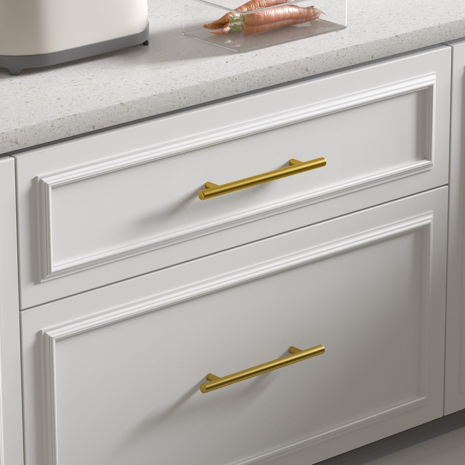 Goldenwarm 5 Piezas Tiradores Cajones 160mm Tirador Mueble Cocina Dorado Cepillado Acero Inoxidable Armarios de Cocina Para Puertas y Armarios de Ropa