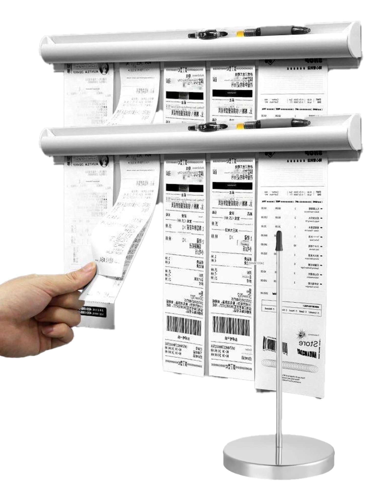 Organizador de recibos de pared de aluminio for restaurantes, 2 unidades, for for cocinas, cafeterías, pubs, bares y oficinas.(100cm/39.4in)