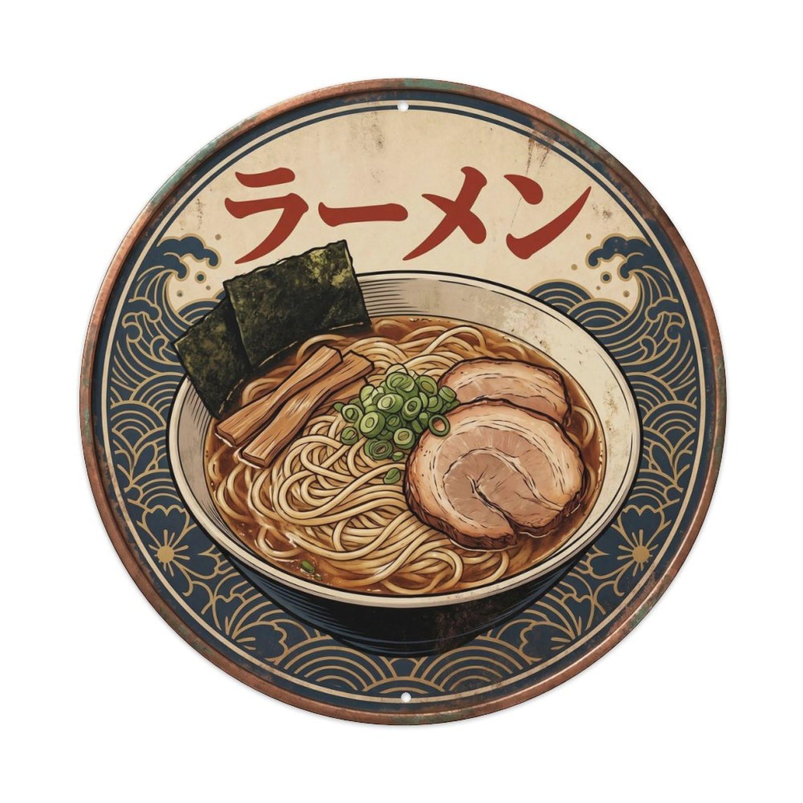 Cxhjca 8X8inch(20X20cm) Ramen Japanese Noodle Bar Taisho Roman Cuisine Street Metal Tin Sign