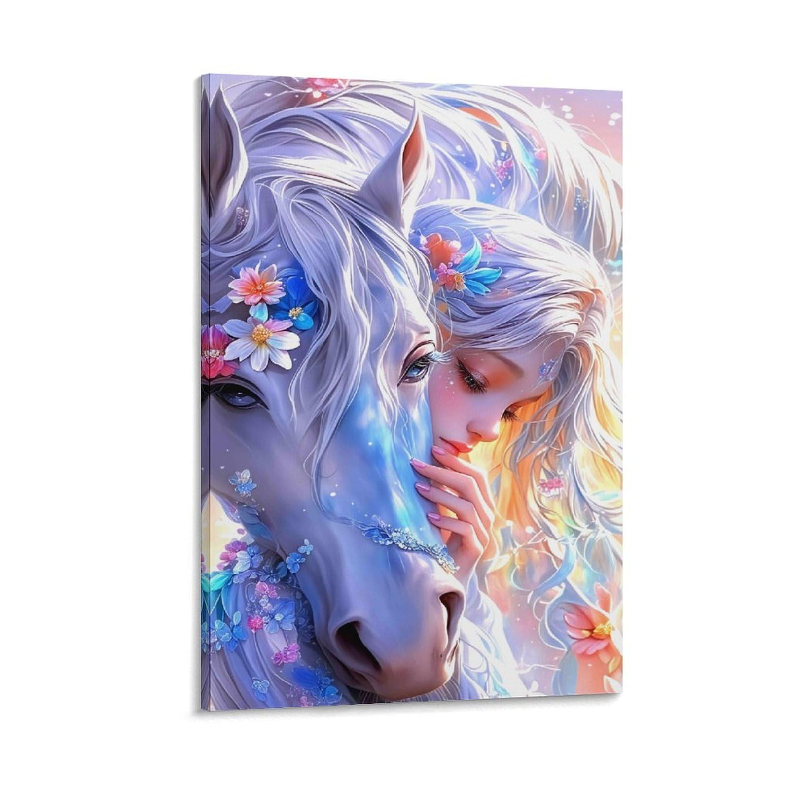 DHBANEIOK Fantasy Horse Girl Poster Artwork Canvas Prints Picture Modern Wall Art Picture Wall Hanging for Home Decorations 16x24inch(40x60cm)