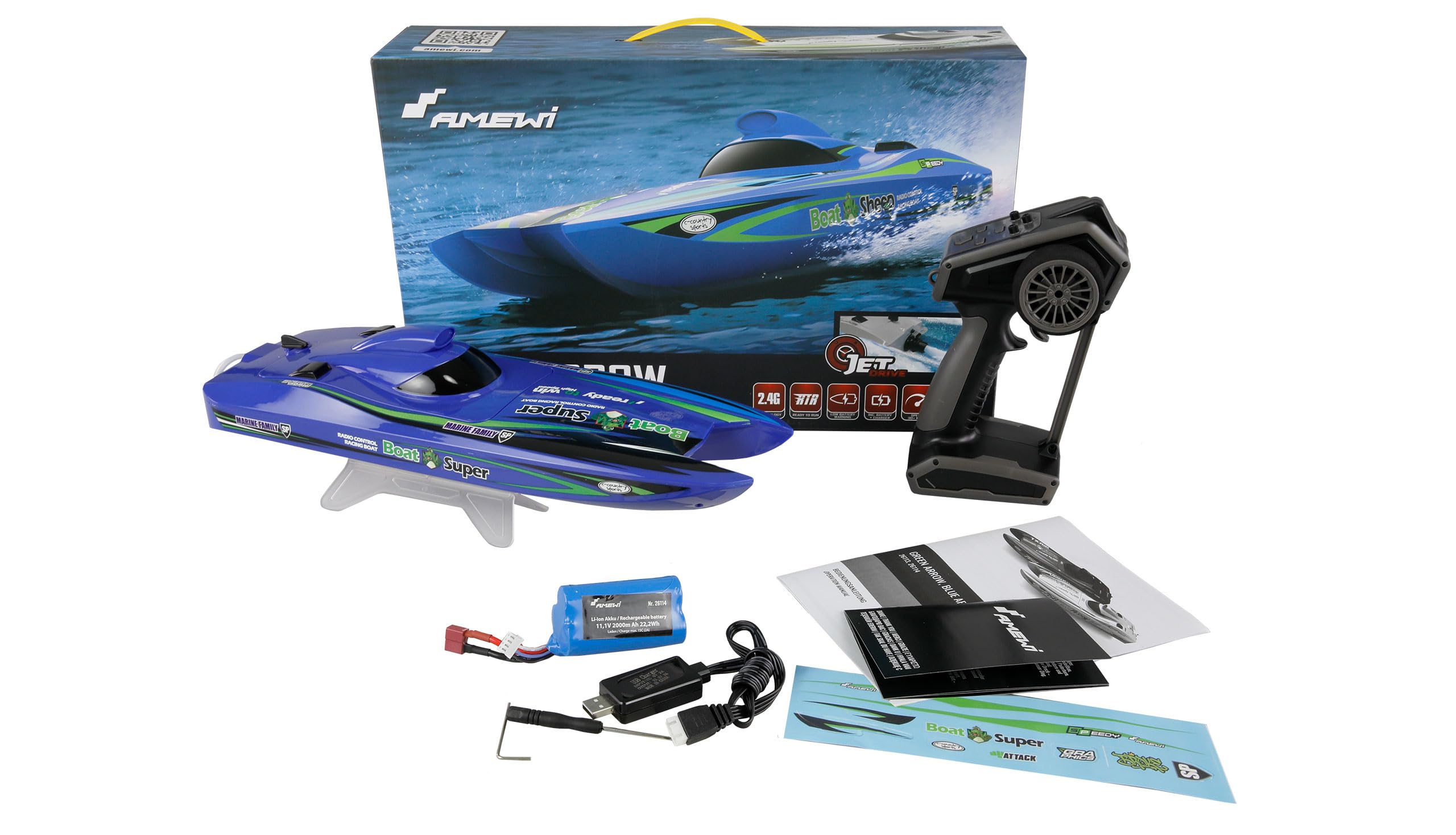Amewi Blue Arrow Catamarano brushless 30km/h 400mm RTR RC telecomandato