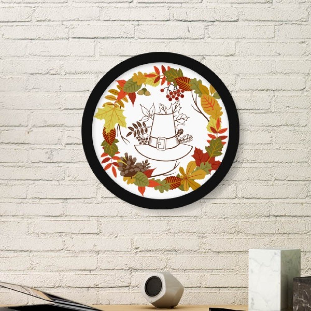 Peinture ronde feuille Thanksgiving cadre noir finitions premium