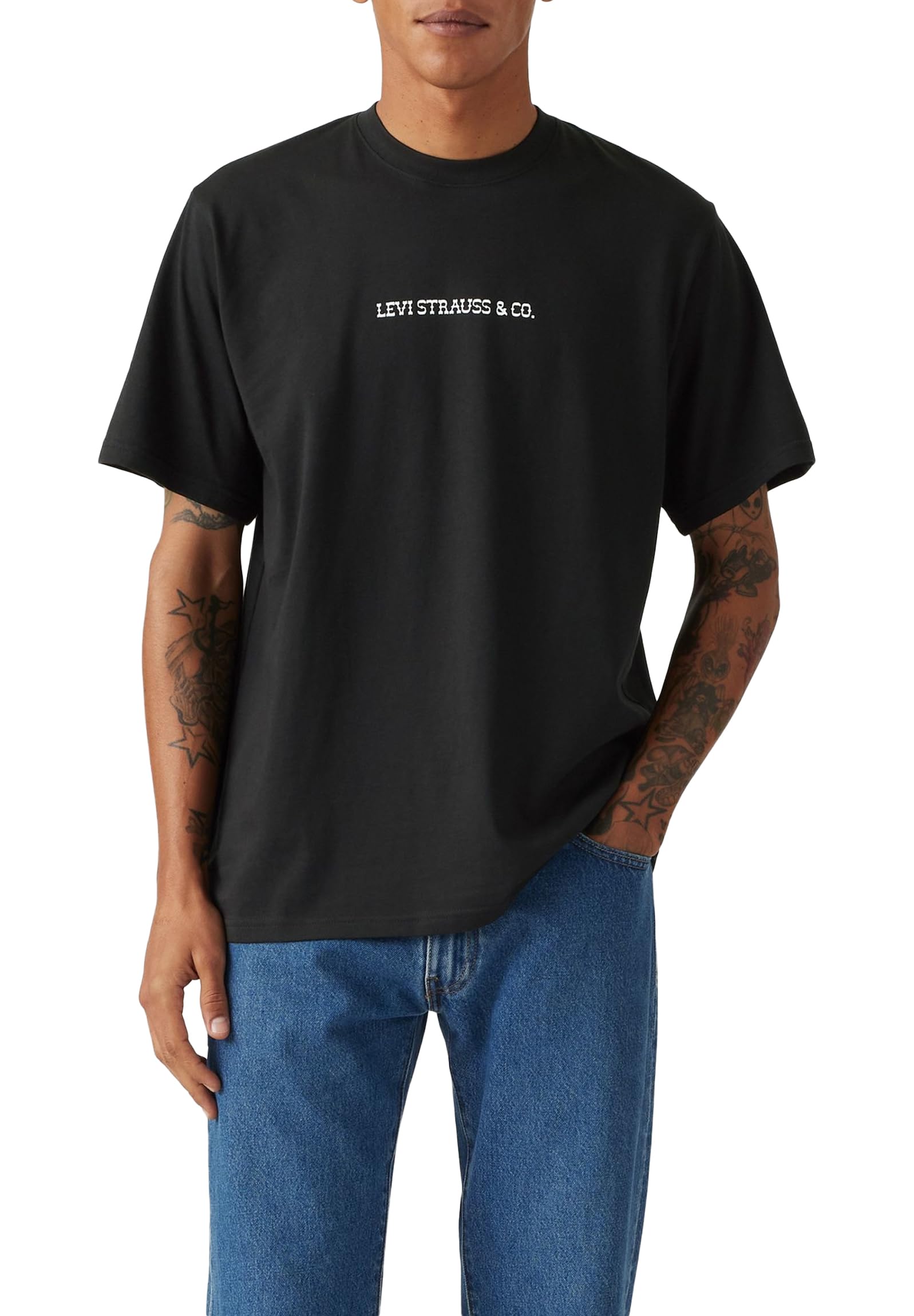 Levi's Men's Archival Rodeo Map Mineral Black - Blacks Relaxed Fit Graphic Tee Archival Rodeo Map Mineral Black Blacks Xl
