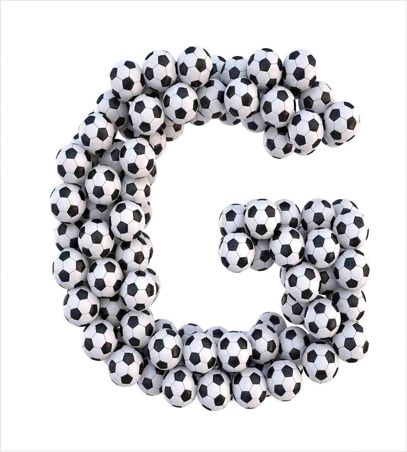 Ambesonne Letter G Duvet Cover Set, Goal Themed Footballs Alphabet Soccer Arrangement Capital Letter Composition, Decorative 2 Piece Bedding Set with 1 Pillow Sham, Twin Size, Black Print Twin Black Print