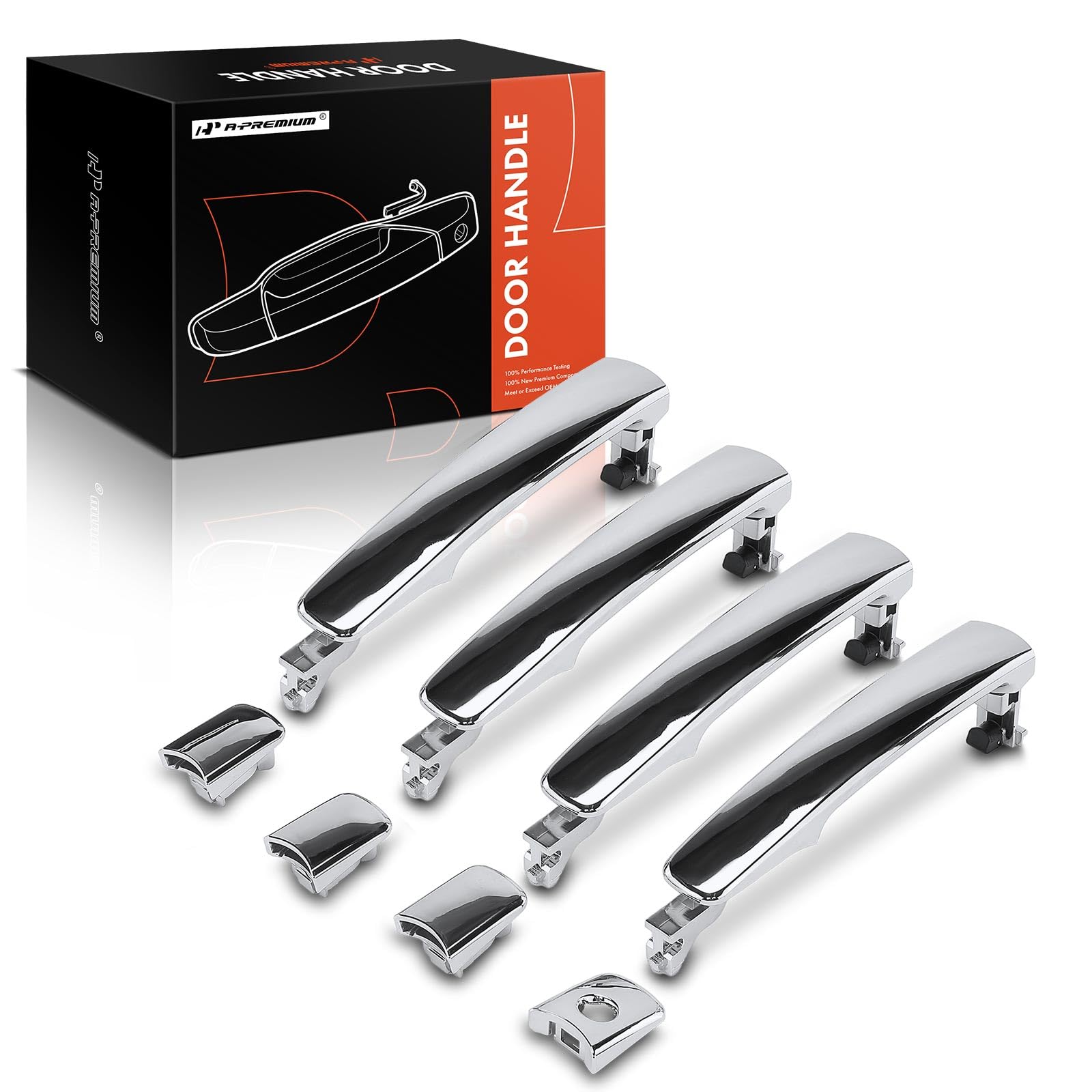 A-Premium Exterior Door Handle Replacement for Nissan Rogue 2010-2015 Murano Infiniti FX35 FX45, Chrome Finish, with Front Driver Side Keyhole, Front and Rear, Set of 4