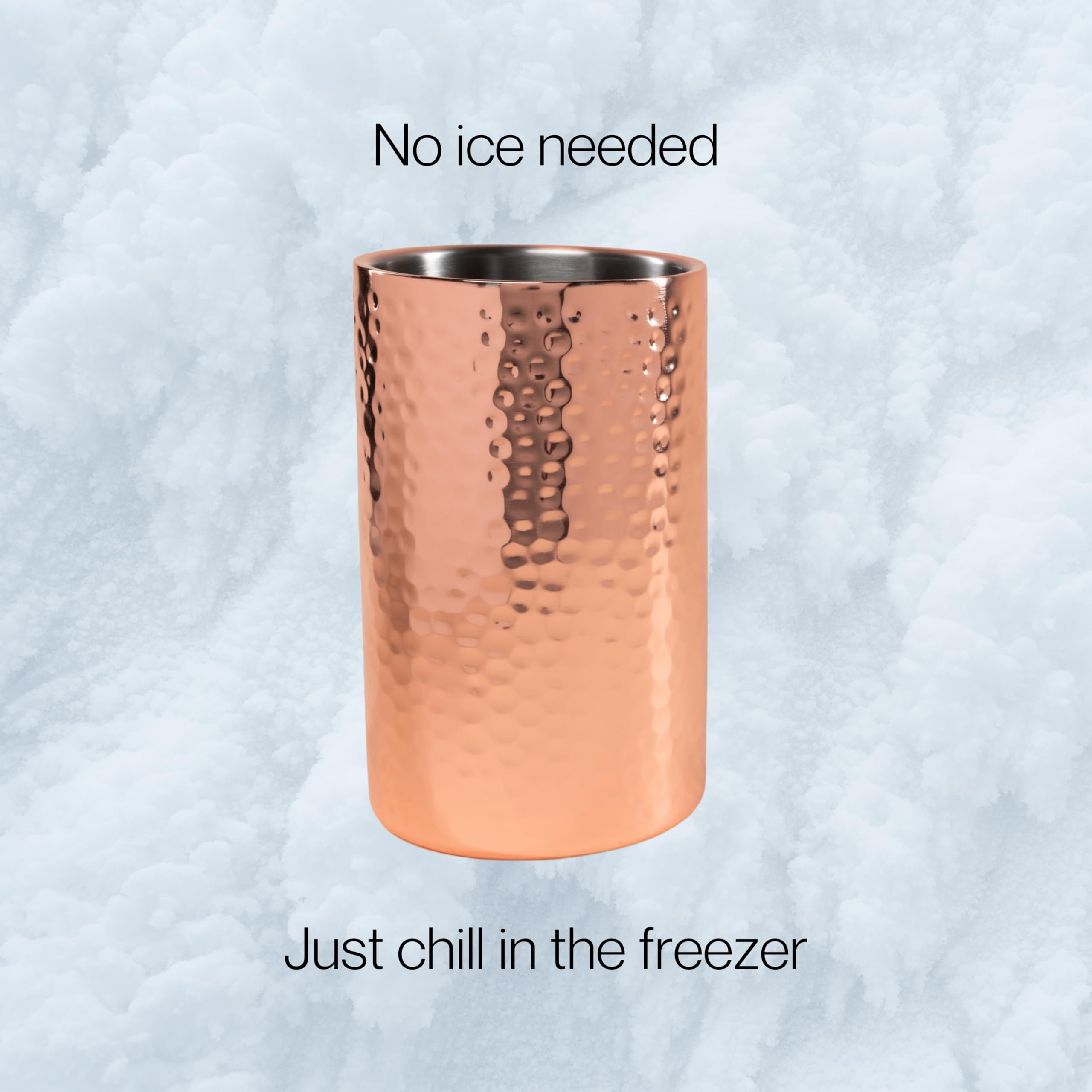 Hammered Rose Gold Single Bottle Wine Chiller - Copper Double-Walled Insulated Wine Cooler - Wine Bucket Chiller for Parties - Insulated Bucket Champagne Chiller, Stylish Bar Cart Accessories — Amazon image 3