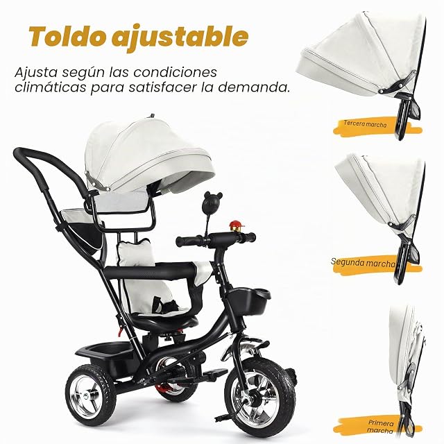 Foto 3 de 8 de Bicicleta 4 en 1, Triciclo para Niños y Niñas de 2 3 4 años, Juguete Correpasillos Bebe