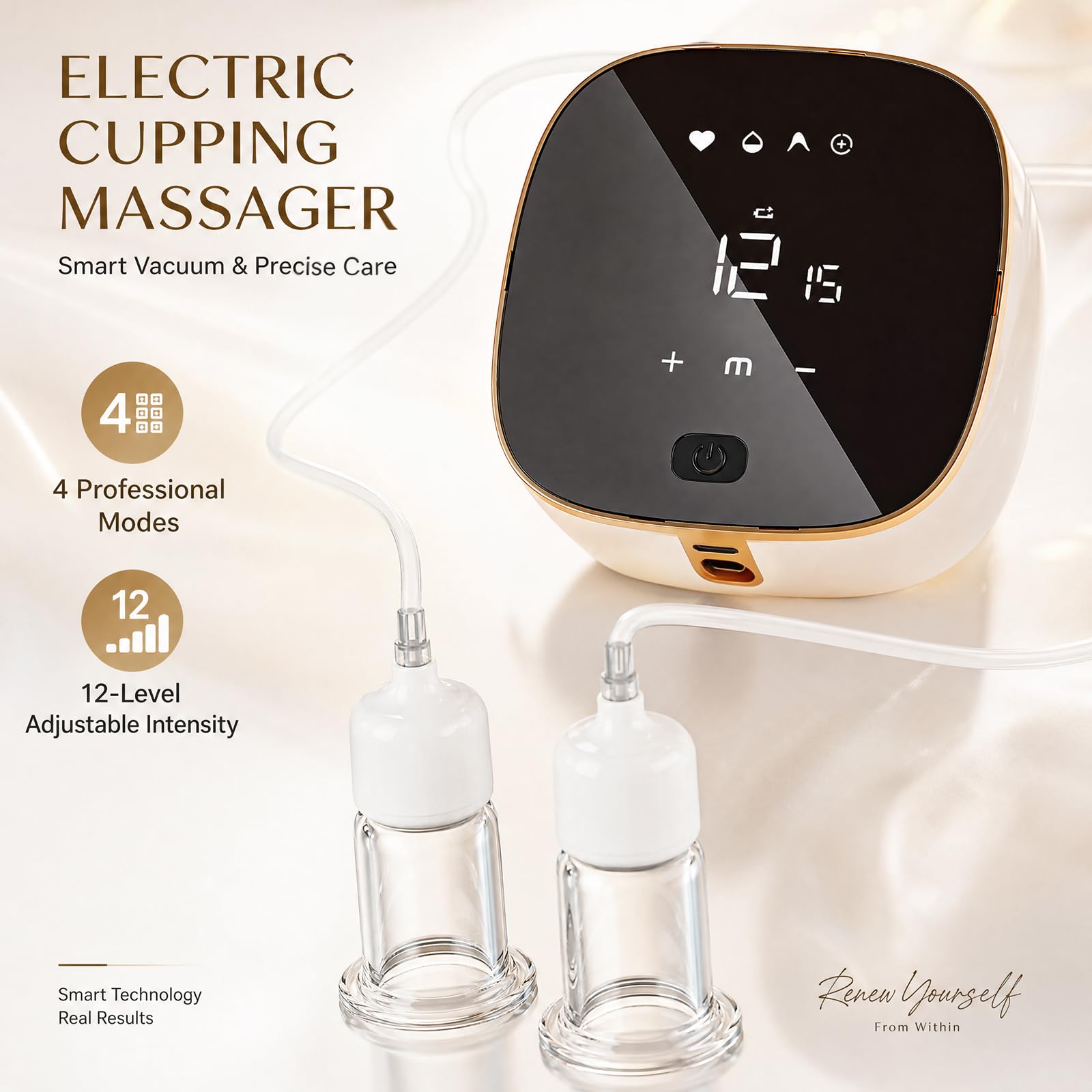 Set di coppette elettriche per viso, 3 in 1, massaggiatore Gua Sha, set da 6 pezzi, in vero vetro, per ridurre le rughe e la cura della pelle, anti-invecchiamento, per rassodare i contorni del viso