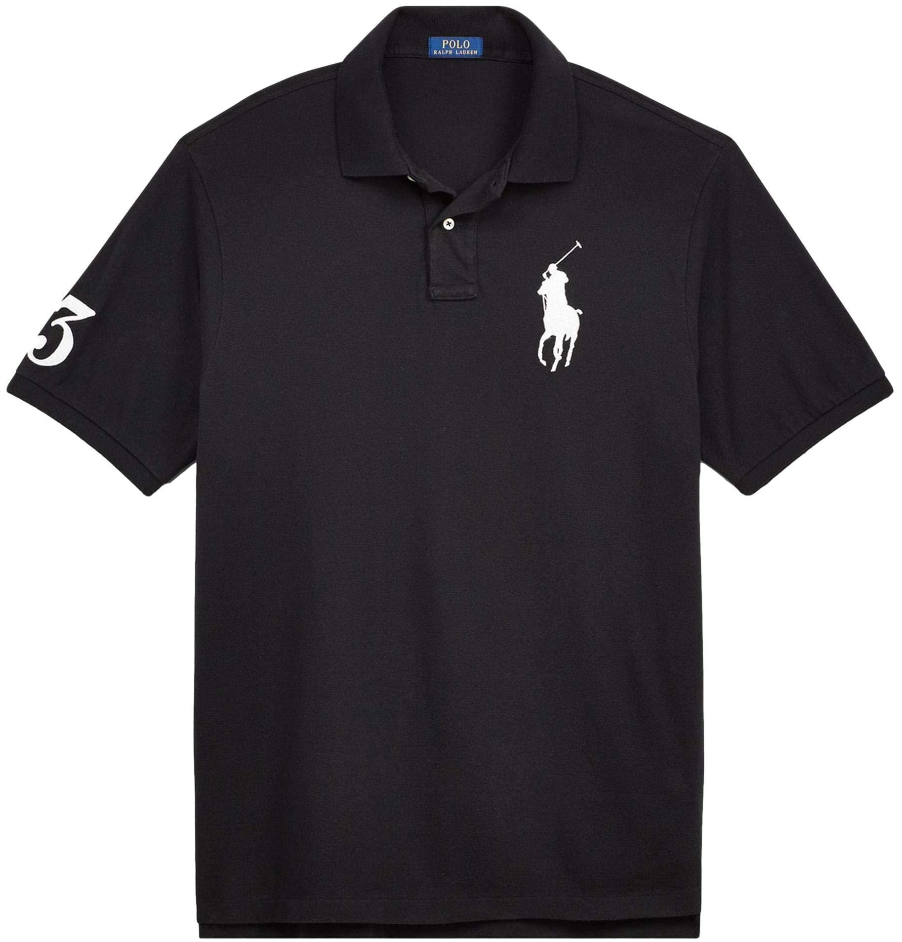 POLO RALPH LAUREN Men's Big Pony Classic Fit Mesh Polo Shirt, Ralph Lauren Black, Large
