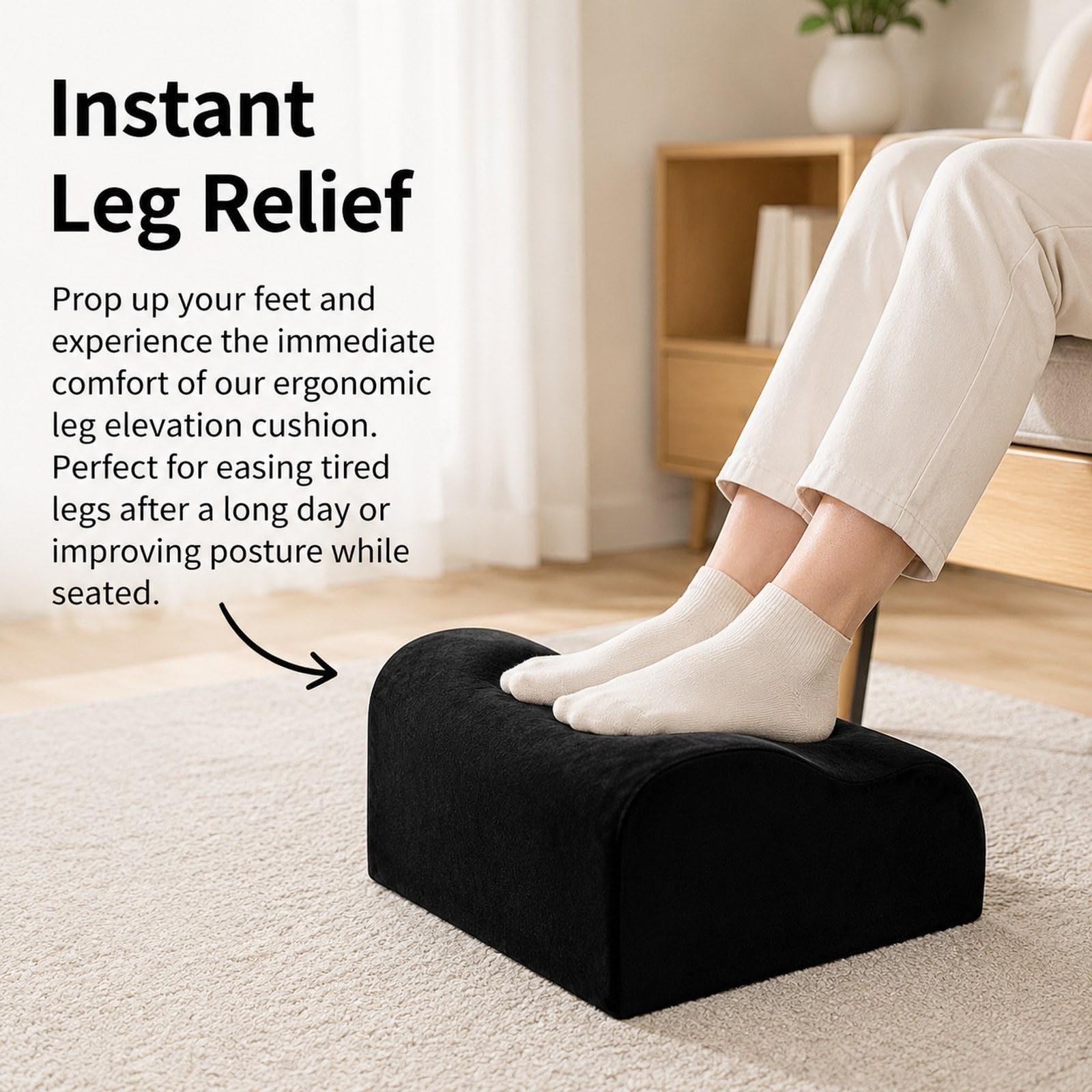 predolo Reposapiés para debajo del escritorio, taburete ergonómico oficina para hombres y mujeres, almohada elevadora piernas, cojín reposapiés para, Negro