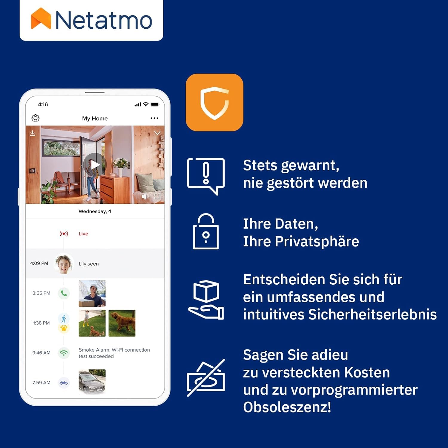 Netatmo Smarte Überwachungskamera für den Außenbereich mit 105 dB Sirene, WLAN, integrierter Beleuchtung, Bewegungserkennung, Nachtsicht, ohne Abonnement, weiß, NOC-S-W-DE