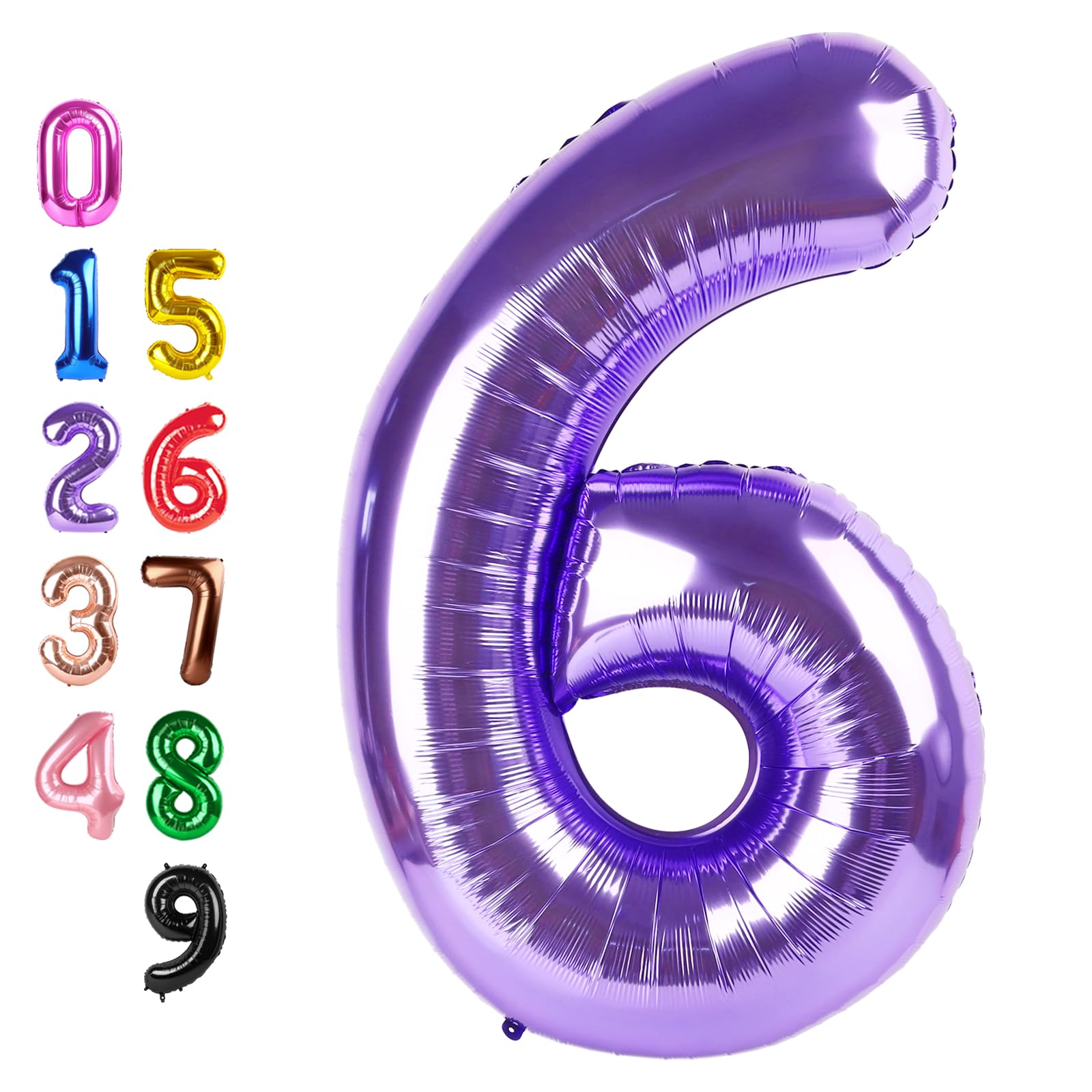 Number Balloons Purple 6 Balloon 40 inch for 6th Birthday Party Decorations