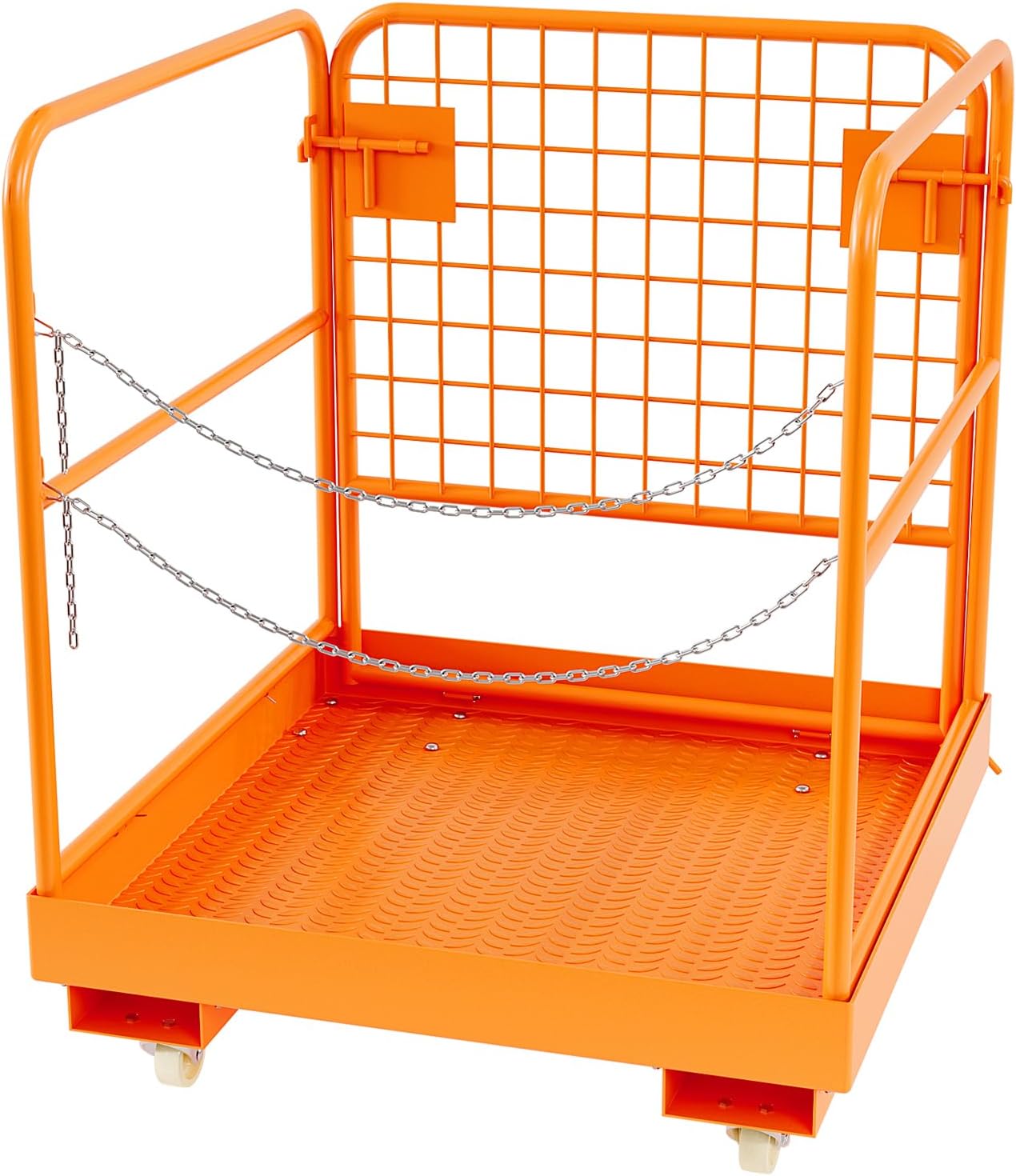 Garvee Forklift Safety Cage, Foldable Forklift Work Platform,36 in x36 in Forklift Man Basket 1200 LBS Capacity with Protective Guardrail Chian for 1-3 People Drain Hole, Perfect for Aerial Work