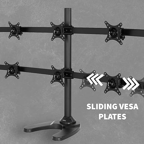 Miniatura 9 de VIVO Monitor LCD hexagonal altura ajustable 6 pantalla soporte de montaje de escritorio para pantallas de hasta 27 pulgadas, STAND-V006F