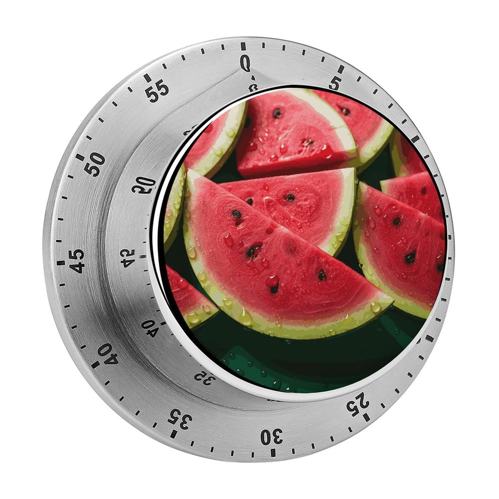 Watermelon Beautiful Timer Loud Mechanical Timer Stainless Steel 60-Minute Kitchen Timers Waterproof Chef Cooking Timers Sport Countdown Clock Portable Countdown Alarm Adult