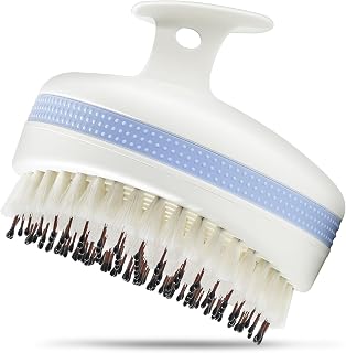 Wonsagain Scalp Massager Brush: Double-Layer Bristles, Anti-Slip Curved Scrubber for Dandruff Removal, Rich Lather, Wet/Dry Hair Growth Stimulator