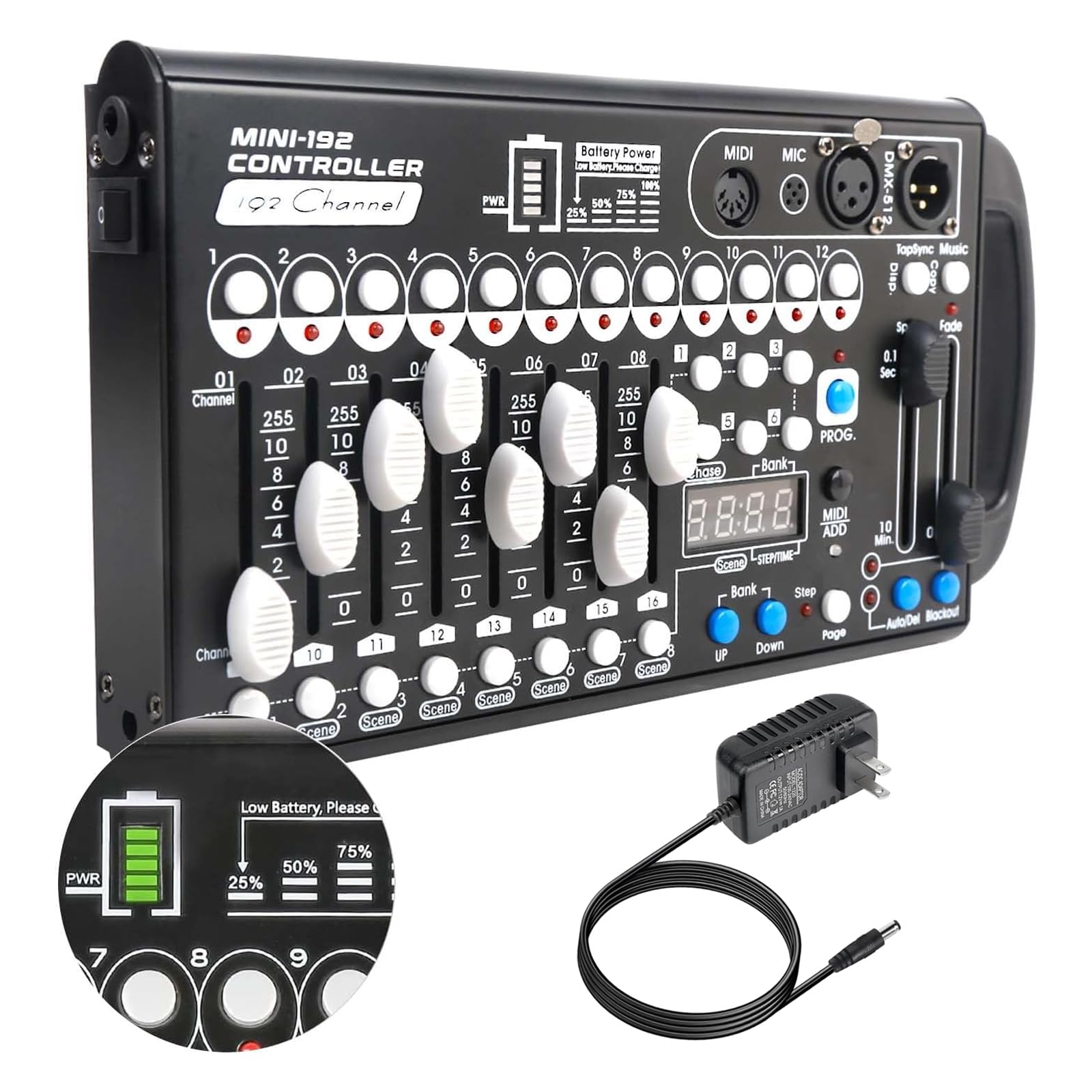 LIXADA「DMX-192」DMX512コントローラー Amazon.com: Battery DMX Controller with Midi, Portable DMX