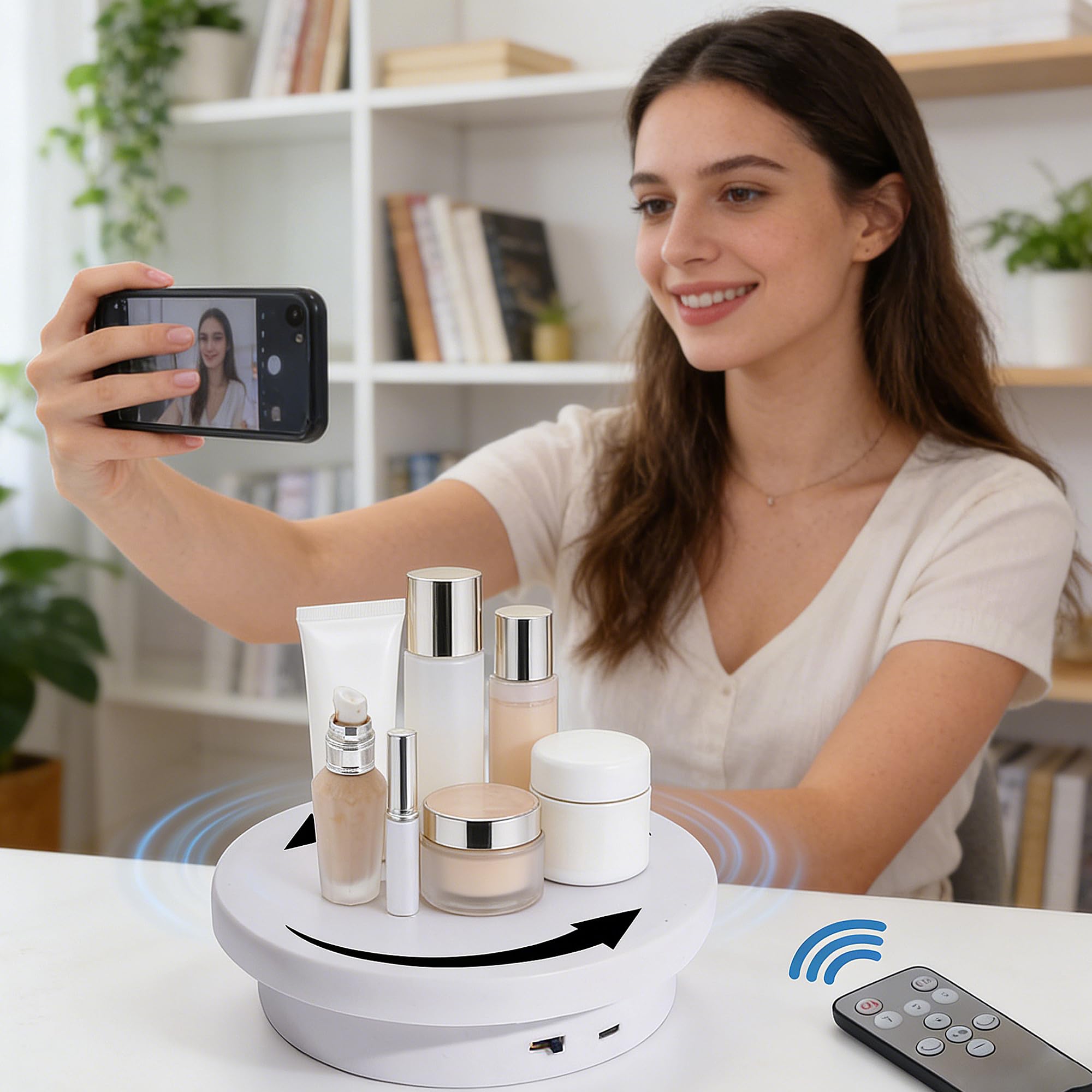 3 in 1 Table Tournante Rotative électrique, Plateau tournant électrique à 360 degrés pour photographie, Plateforme Tournante Automatique, Platine Support Rotatif pour l'affichage du Produit