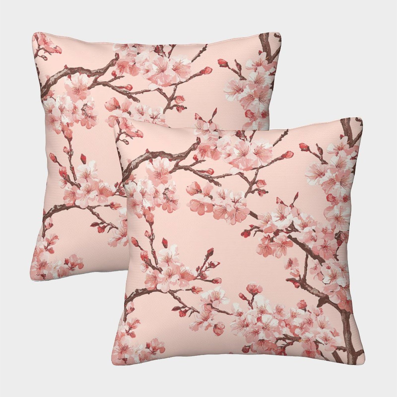 kaiyun 2 Pack Cherry Blossom,Simple Pink Pattern Pillow Case Home Decoration Sofa Cushion Cover 50x50cm
