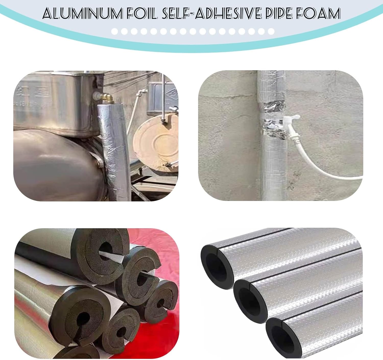 20 mm Thick，Aluminum Foil Insulation Sheath，Pipe Insulation，Self Seal Pipe Lagging，for Outdoor Plumbing Pipe，AC Units，AC Line Freeze Protection(ID108mmxT20mmx0.95m)