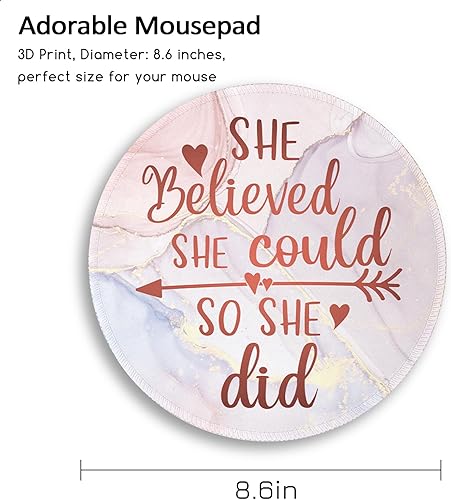 Miniatura 5 de Alfombrilla de mouse con cita inspiradora, diseño de mármol, diseño de mármol, para escritorio, alfombrilla de mouse redonda de viaje para mouse