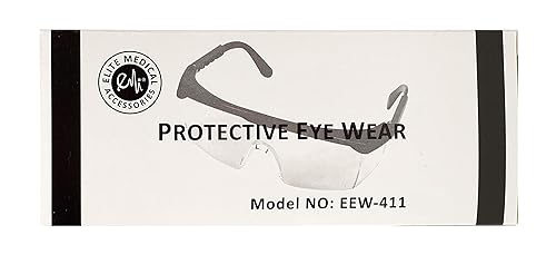 Miniatura 4 de EMI # 411 - Lentes de seguridad médica, ajustables, montura completa, color negro