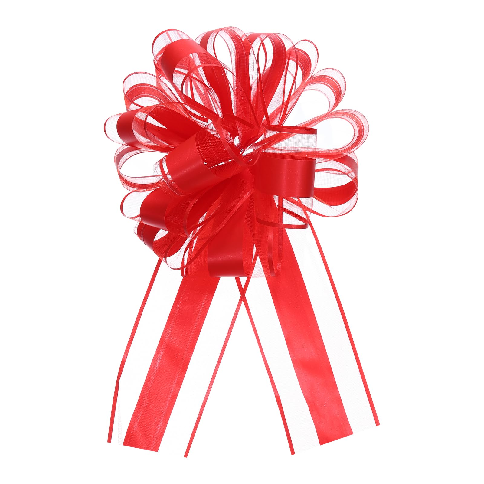 MECCANIXITY 20pcs 8 Inch Large Big Pull Bow Organza Gift Wrapping Bows Ribbon for Wedding Car Baskets Presents Christmas Bow, Red