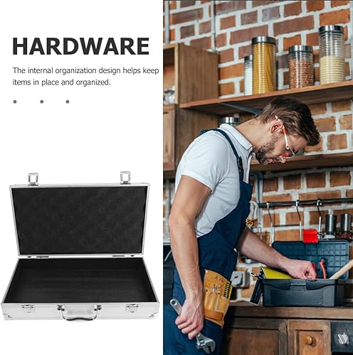 Miniatura 7 de ERINGOGO Caja de herramientas de aleación de aluminio con capacidad portátil para almacenamiento de medicamentos, contenedor de ayuda y