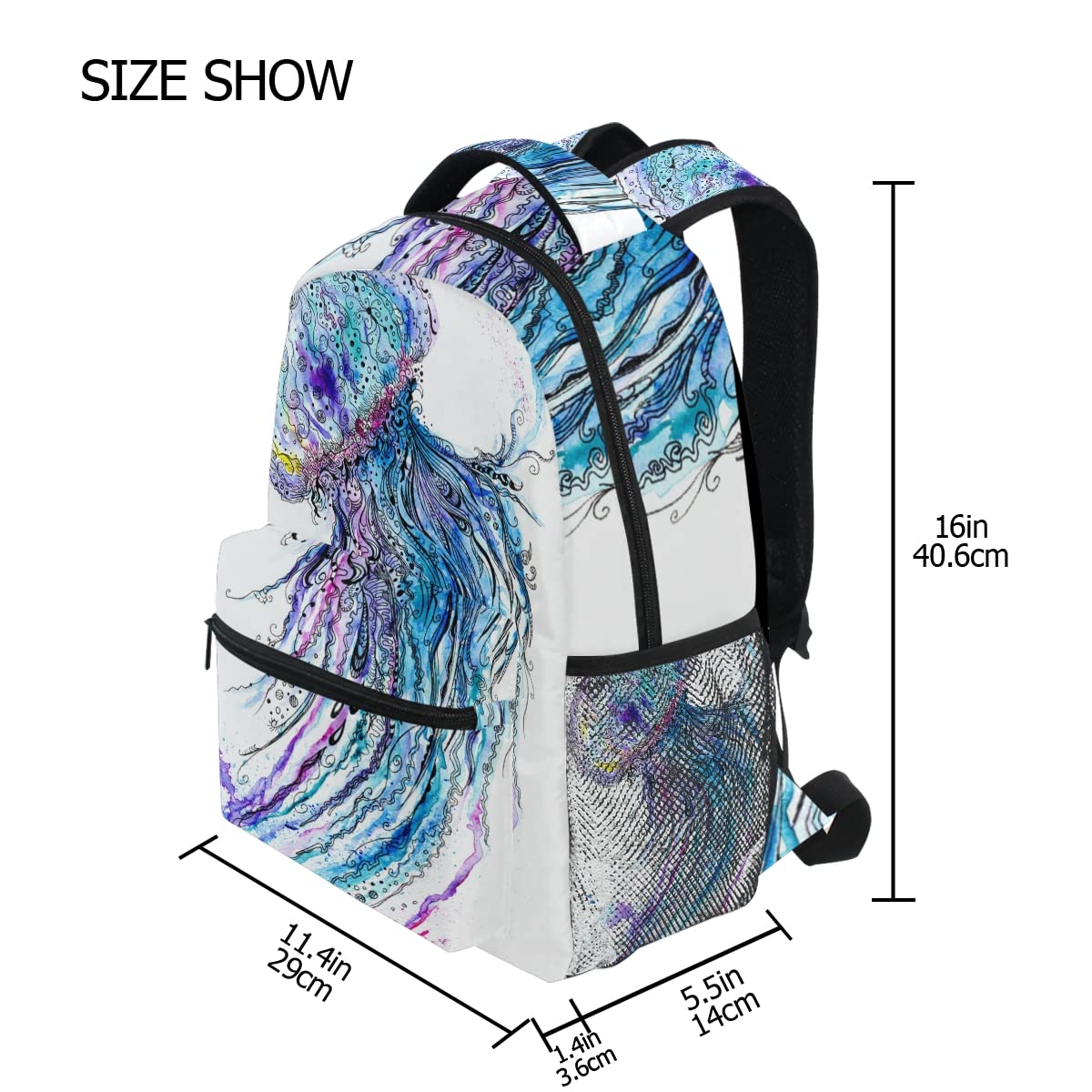 Ocean Jellyfish School Backpack Bookbag for Boys Girls Teens Casual Travel Bag Computer Laptop Daypack
